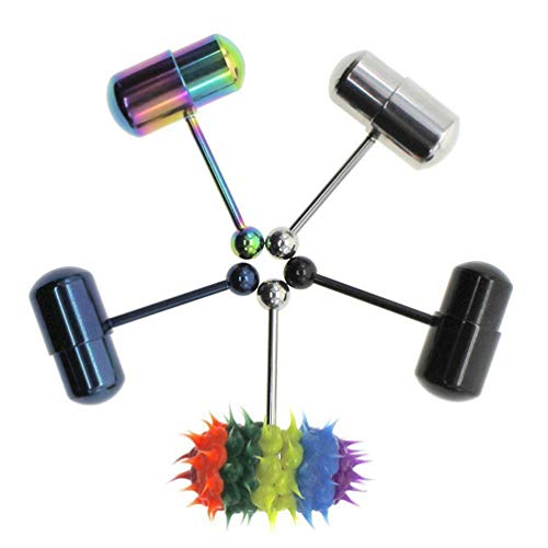 Amosfun Anéis vibratórios para língua de aço inoxidável para adultos