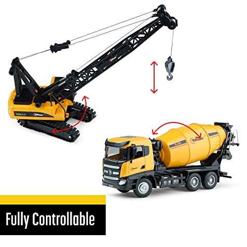 Diecast Metal Construction Trucks Models Set of 2 〡 Heavy Metal Toy Cement Truck and Construction Crane 1:50 Scale 〡 Free Wheeler Die Cast Construction Toys Great Gift Idea - Thumbnail 4