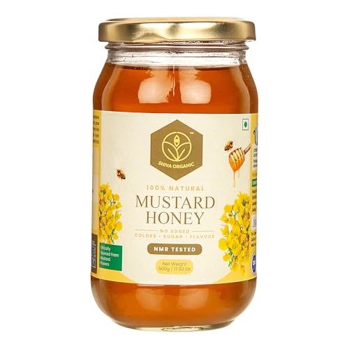 Shiva Organic Raw Mustard Honey 500g | 100% Pure NMR Tested | Raw and Unprocessed