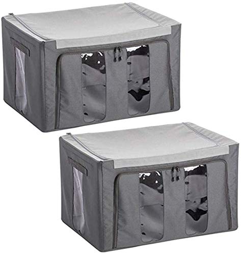 Boîte de rangement anti-poussière MU avec fenêtre transparente et cadre en acier robuste gris