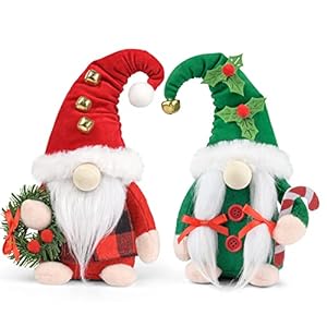 D-FantiX Christmas Gnomes Plush, 2 Pack Handmade Elf Santa Tomte Swedish Gnome Scandinavian Figurine Nordic Gnomes Plush Christmas Elf Doll Christmas Decoration Ornaments for Home Decor Gift