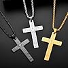 Niaspi Engraved Pray Cross Pendant Necklace for Women Men Unisex Minimalist Stainless Steel Personalized Faith Statement Inspiring Lord's Prayer Crucifix Necklace Jewelry(Gold) #5