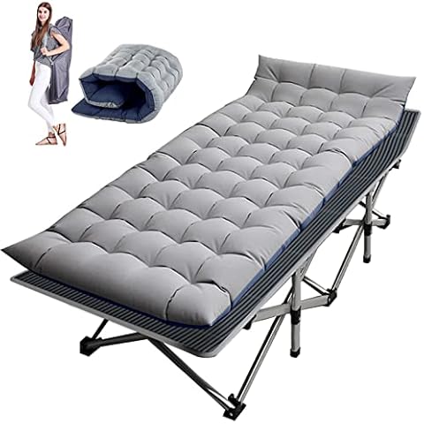 NAIZEA Folding Camping Cots for Adults, Folding Cot with Mattress Camping Bed Camp Cot Portable Military Cot, Double Layer Oxford Strong Heavy Duty Sleeping Cots with Carry Bag for Camp Office Use Cover