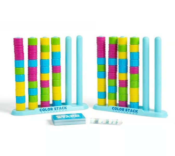 2 PCS Color Stack Challenge Game, Color Matching Stacking Ring Puzzle Game pour 2 Joueurs, Puzzle d'empilage en Bois Amélioré 2026 avec 50 Défis, Jeu De Logique Réflexion pour Family Night