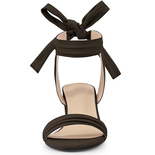 Image of Allegra K Women's Open Toe Ankle Tie Back Block Heels Sandals