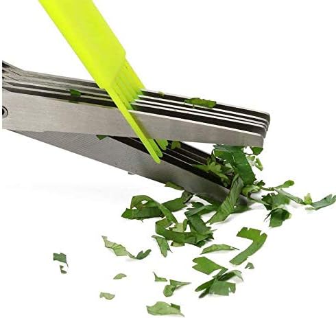 Warmhoming Multipurpose Kitchen Shears with 5 Stainless Steel Blades and Cleaning Comb (Green)