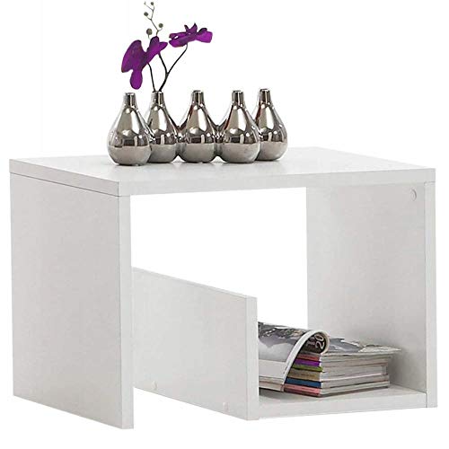 BAKAJI Tavolino da Caffè Laterale Divano con Ripiano Libreria Portariviste Design Moderno Arredamento Casa Soggiorno Dimensione 59 x 36 x 38 cm (Bianco)