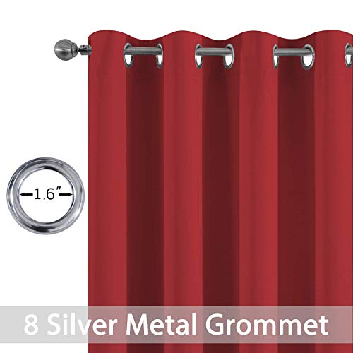 Yakamok Blackout Curtains for Bedroom,Thermal Insulated Blackout Grommet Top Drapes for Living Room,Red,52x96Inch, 2 Panels