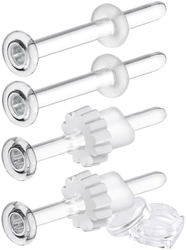 （09:30時点） 透明ピアス ガラスピアス 耐熱強化ガラス 【4本ピアス+8個キャッチ+8個花型キャッチ】 透ピ ファーストピアス レディース メンズ つけっぱなし キャッチ 付属 (クリア16Gストレート, 12mm)