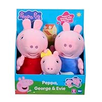 Peppa Pig Peppa, George and Evie 3-Pack, Preschool Plush Soft Toys