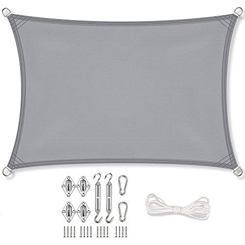 aguasol Sonnensegel Rechteck 4 x 6 m + GRATIS (!) Befestigungsmaterial | Farbe Taupe | für Garten, Balkon & Terrasse | Sonnenschutz | Wetterschutz | wasserabweisend | PES | Polyester