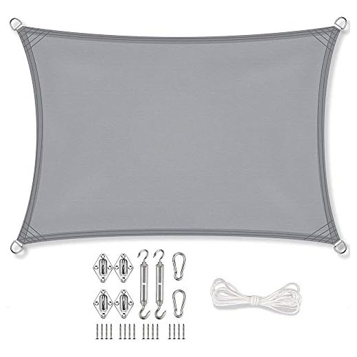 aguasol Sonnensegel Rechteck 4 x 6 m + GRATIS (!) Befestigungsmaterial | Farbe Taupe | für Garten, Balkon & Terrasse | Sonnenschutz | Wetterschutz | wasserabweisend | PES | Polyester