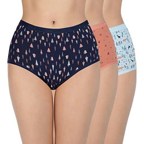 Image of Amante Printed Cotton Full Brief Panty Pack(Pack of 3)