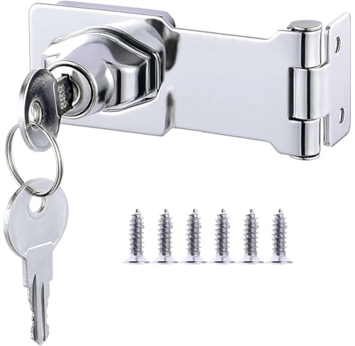 ZiYuya Schloss Vorrichtung Schrankschloss Keyed Hasp Lock mit gleichen Schlüsseln, Vorhängeschloss, Schuppen, Türschloss, Haspe, Schublade, Schrankschlösser, Drehknauf, Verriegelung (1, 4 Inch)