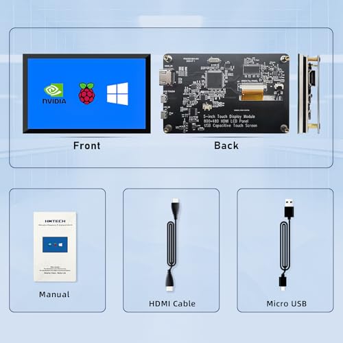 Image of HAMTYSAN 5 Inch IPS Touch Screen Display 800x480 HDMI Monitor for Raspberry Pi 5 /4 /3 /2, Laptop, PC - Portable & Wide Viewing Angle