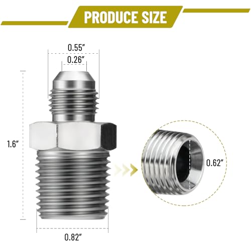 Image of 10 Pack Hydraulic Hose Adapter Fittings: 3 /8 inch JIC 37 Male x 1 /2 inch NPT Male, Straight Tube Connectors with Protection Cover