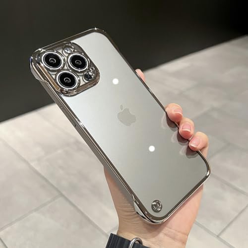 Étui iPhone 14 Pro transparent sans cadre et coque rigide anti-choc argent