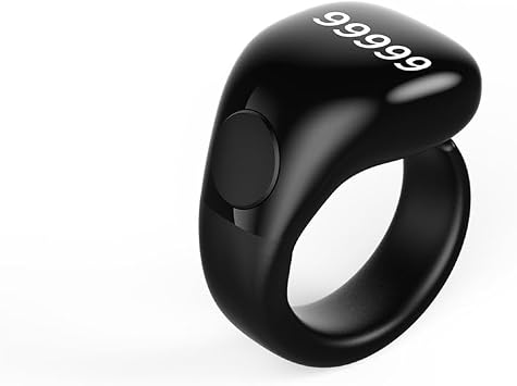 Smart Tasbih Zikr Ring,Adjustable Counter, 3 Sizes 18,20,22mm Muslim Digital Azan Alarm Clock,APP Support Digital Counter Prayer Reminder Rings, Waterproof 5 Digit Finger Counter zikr Ring