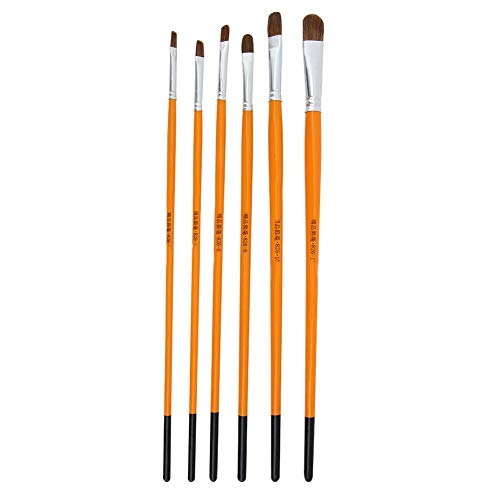HEEPDD Conjunto de 6 pincéis de arte, pincel de pintura de cabelo de lobo puro para pintura a óleo e
