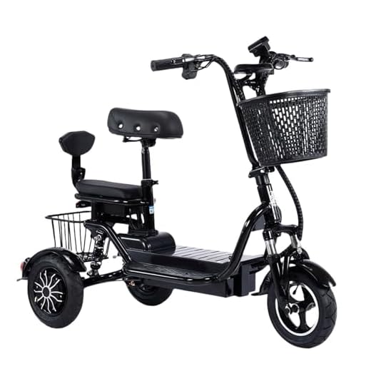 zhyunvd New Electric Furniture for Elderly, Folding Electric Wheelchair 3 Wheels Mobility Scooter, LED Headlights, with Four Shock Absorbers – Foldable, Small Folding and Lightweight Black, 55 km