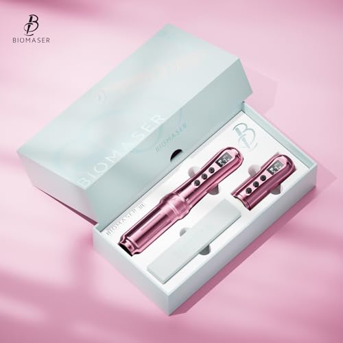 Biomaser UI Wireless Permanent Make-up Maschine Sechstakt verstellbarer kabelloser Stift mit 2 1000mAh Akku OLED Display für Permanent Make-up