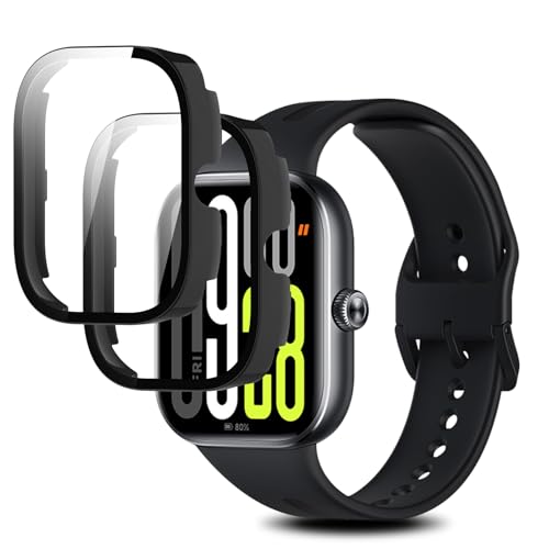 �y2���Z�b�g�zFor Xiaomi Redmi Watch 5 �P�[�X �J�o�[ �K���X�t�B���� ��̌^ Ubefuu �S�ʕی� �����ߗ� �����x�^�b�` �y�� �Ռ��z�� �w��h�~ �h���h�o�i�u���b�N*2�j