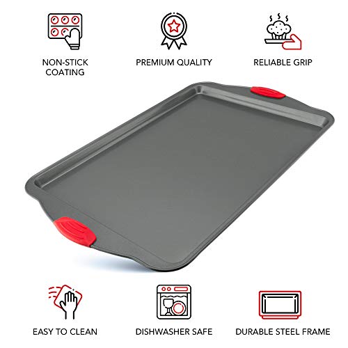 Boxiki Kitchen Non-Stick Baking & Cookie Sheet Pan Non-Toxic 11X14 Inch Rimmed Carbon Steel Baking Sheet. Dent, Warp And Rust Resistant. Heavy Gauge Steel Oven Baking Sheet. 1 Tray. #TOP1