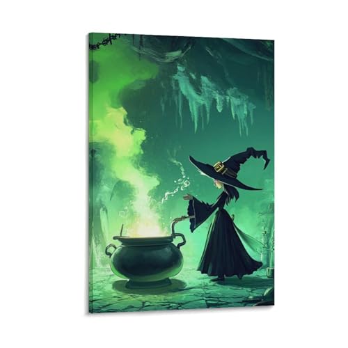 Sorcière Murale Déco Peinture Toile Salon Tableau Art Fantastique Maison 30x45