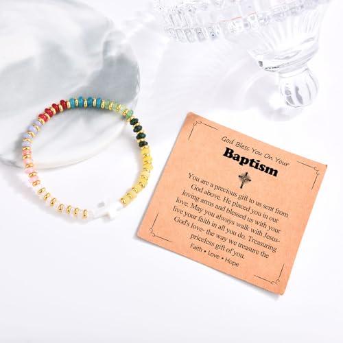Image of Baptism Gifts for Girls- Baptism Cross Bracelet Christening Decorations Jewelry Gifts for Kids Goddaughter Daughter Granddaughter