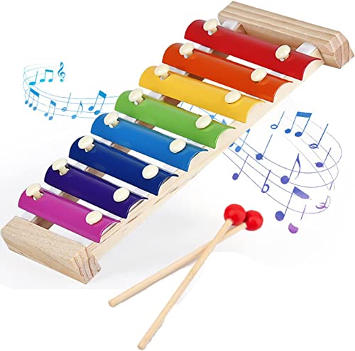 Xilófono colorido de madera para niños, instrumentos musicales de percusión educativos para niños pequeños, niños y niñas, herramienta de aprendizaje para jugar, regalo para fiesta de cumpleaños