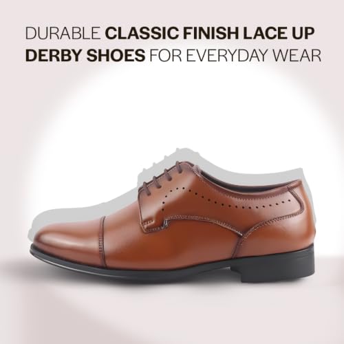 Image of FAUSTO Men Formal Classic Office Lace Up Derby College Shoes | Evening Party, Event, Wedding Tuxedo Oxford Shoe | Memory Cushioned Insole