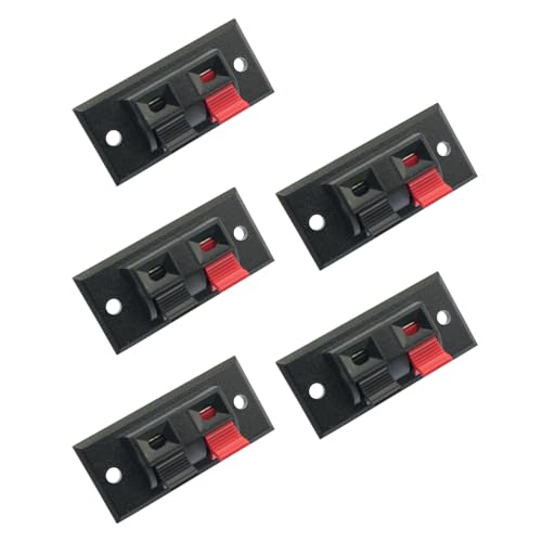 YTgilo 5PCS Spring Loaded Speaker Terminal Block 2 Way Jack Connector Clip Push Type Speaker Cable Test Clip