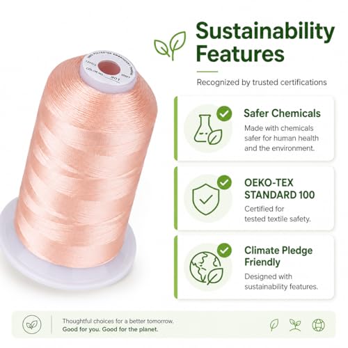 Image of Simthread Embroidery Machine Thread 5000M 40WT Polyester, Flesh Pink 901 | 5000M 40WT polyester thread feeds smoothly for home or commercial embroidery projects.