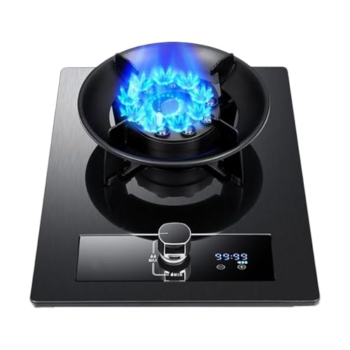 ガスコンロ - 携帯型ガスコンロ1つのバーナー、5.2 KWガスコンロ、ガス/液化石油ガス転換炉、卓上強化ガラス鋳鉄鍋フレーム、消火保護付き、家庭キッチンキャンプ炉に適している(LPG)