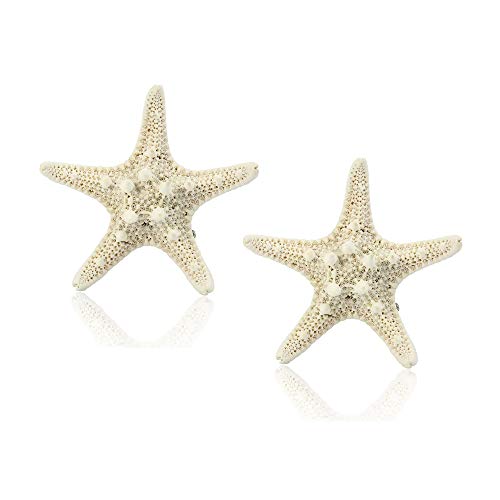 LOVINSHOW 2pcs Starfish Hair Clips, Natural Sea Star Hair Pins Mermaid Barrettes for Women Girls Hair Accessories