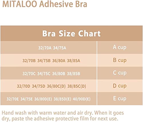 Mitaloo Adhesive Invisible Backless Push Up Strapless Sticky Bras Reusable Magic Bra For Women Deep Beige #TOP4