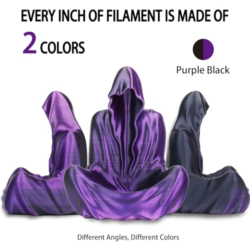 Image of 1KG 3D Printer Filament Bundle, 3 D PLA Printing Filament 1.75mm, Dual Color, + /-0.03mm, 1kg /2.2lbs Silk Purple Black