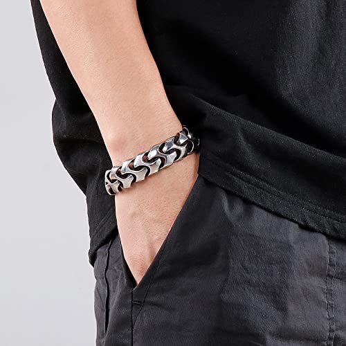 Wrist Armor Style Chain Men Bracelet Stainless Steel Punk Jewelry Silver Black Gold Cool Gifts for Mens 8.26in/8.66in/9.05in/9.44in4