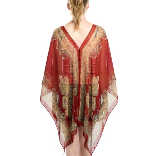 French Sun Protection Shawl, Lightweight Chiffon Beach Cover Up for Women, Hollow Out Travel Wrap Shawl3