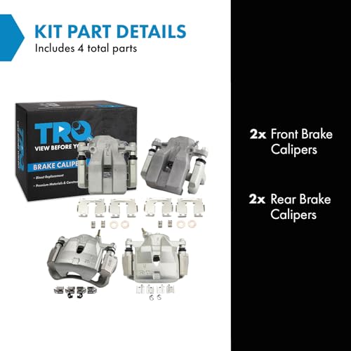 Image of TRQ Front and Rear Brake Caliper Set Zinc Coated Brackets Hardware Compatible with 2011 Toyota RAV4