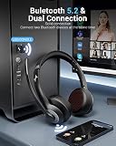 JIAMQISHI Wireless Headset with Mic for Work, Bluetooth V5.2 Headphones with AI Noise Cancelling Microphone, USB Dongle, Clear Calls & Mic Mute, for Laptop, PC, iPhone & Android Phones