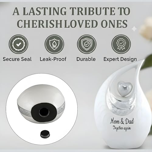 Double Adult Urn - XXL urns for Forever Together Compani urns for 2 Adults - Teardrop Cremation Keepsake for Human Ash of Adult Man and Female - Double Capacity - Includes Velvet Bag, 440 Cu Inch by KEEPSAKE COMPANY - Image 4