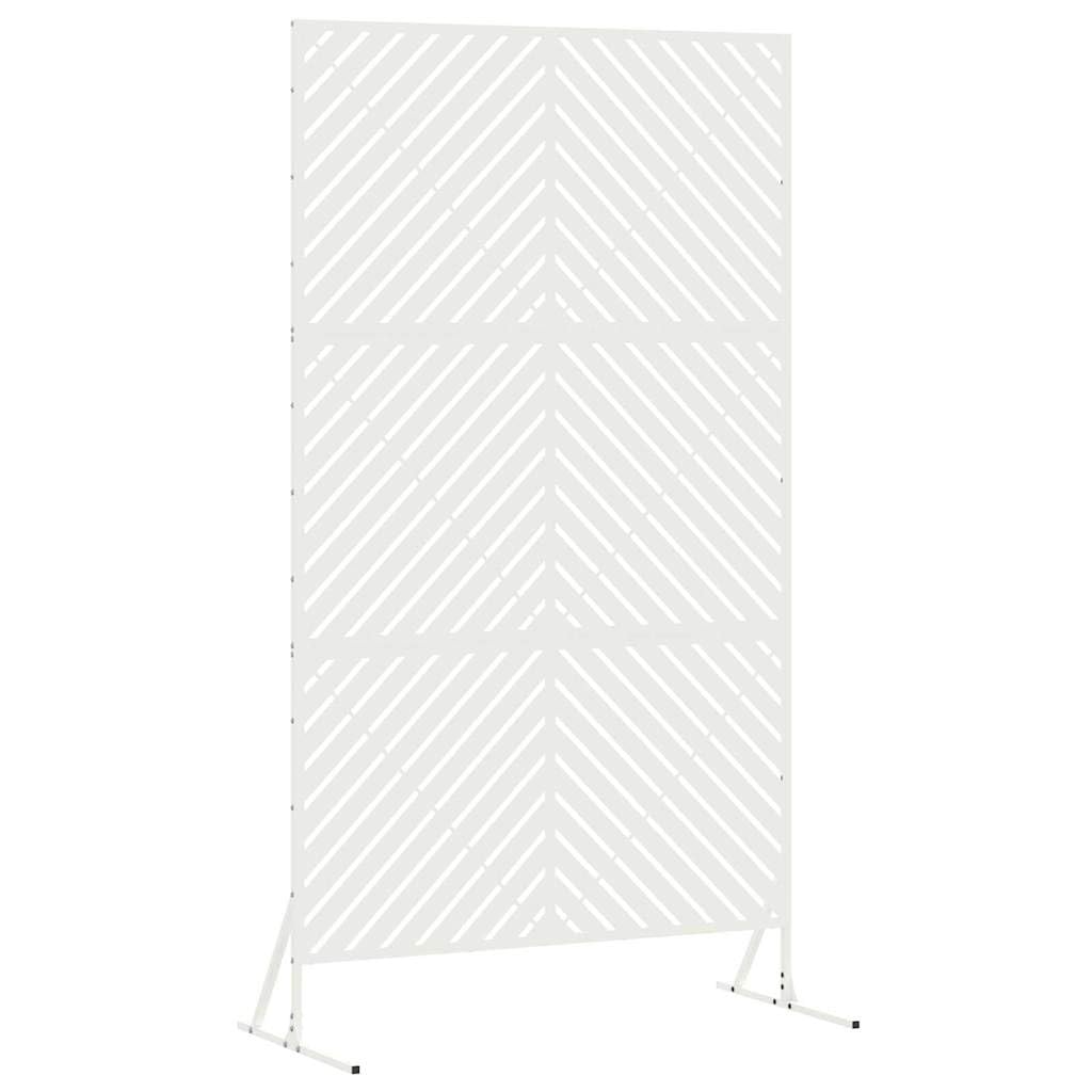 Privacy Screen White 100 x 50 x 180 cm Steel Outdoor Garden Fence Panel Modern Windbreak Shielding for Terrace Patio Backyard Decor Privacy Protection