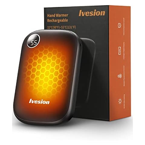 Ivesion Hand Warmers, 10000 mAh Hand Warmers Rechargeable, Reusable USB Electric Hand Warmer with Stepless Temperature Regulation, Portable Power Bank for Outdoors, Gifts for Women Men Cover