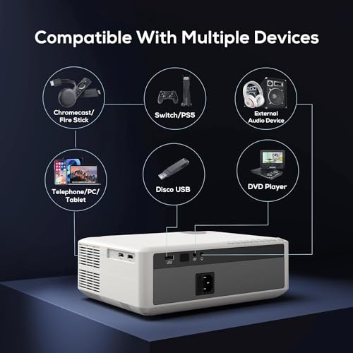 Image of AUN AKEY6S Native Full HD Projector 1080p for Home, 7500 Lumen Android 9 Portable Projector for Home 4K WiFi Bluetooth Supports TV Stick, Set Top Box, HDMI, USB, Laptop, Multi Media for Home Cinema