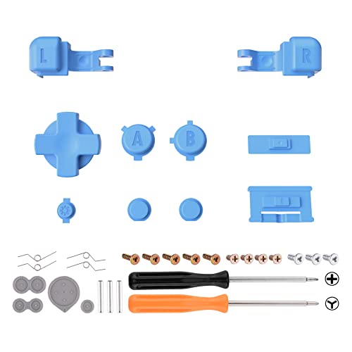 Image of eXtremeRate Starlight Blue Custom Full Set Buttons for Gameboy Advance SP, Replacement A B L R Button Power On Off Volume Button D-pad Key for GBA SP Console - Console NOT Included