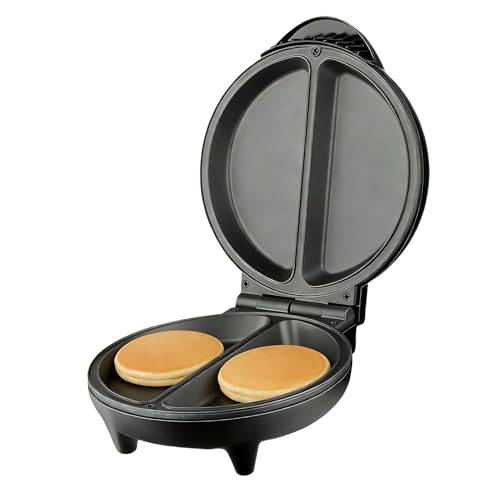 Woalopted Padella Per Uova,Elettrica A Doppio Scomparto Con Luminose - Piastra Elettrica per Pancake a 2 Sezioni | adatta a Omelette Brunch Cucina Famiglia Casa Appartamento Ristorante Fattoria Festa