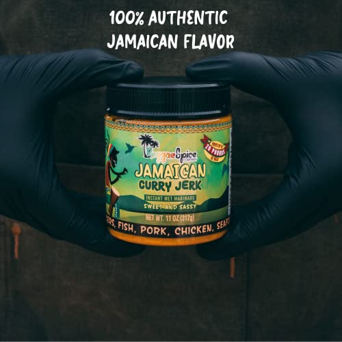 Reggae Spice Jamaican Curry Jerk Marinade | 60-Second Authentic Wet Rub Seasoning Sauce For Cooking Meats, Chicken, Beef, Pork, Seafood | Gluten Free, Vegan, And Keto Friendly | Preps 20 Lbs (Sweet & Sassy) #TOP2