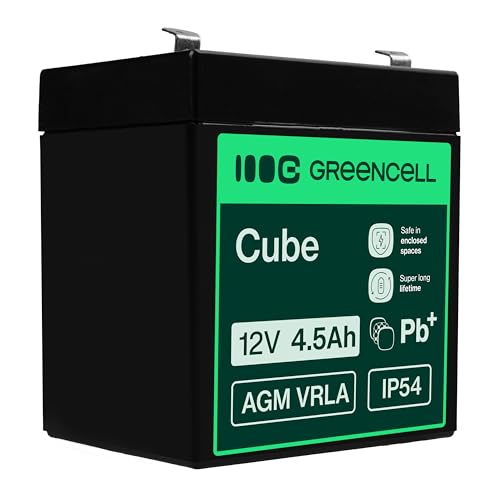Green Cell® AGM 12V 4,5Ah Akku Vlies Batterie VRLA Blei Batterie Bleiakku Ersatzakku Akkubatterie Versorgungsbatterie Zyklenfest Wartungsfrei für Elektro Spielzeug Alarm Notstrom USV UPS