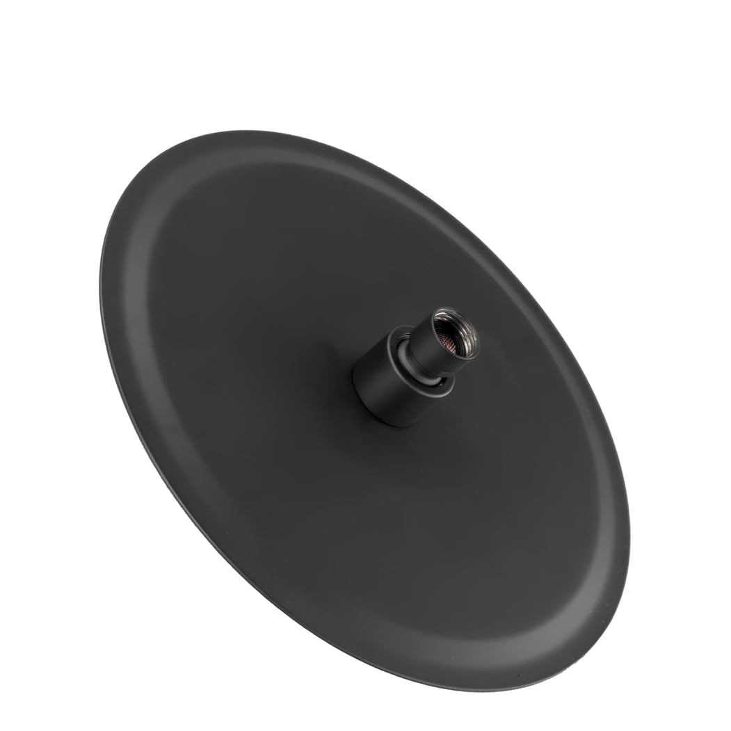 Rociador de Ducha de Techo Ø25 cm Negro | Acero Inoxidable | Efecto Lluvia | Instalación G 1/2” | Gran Cobertura
